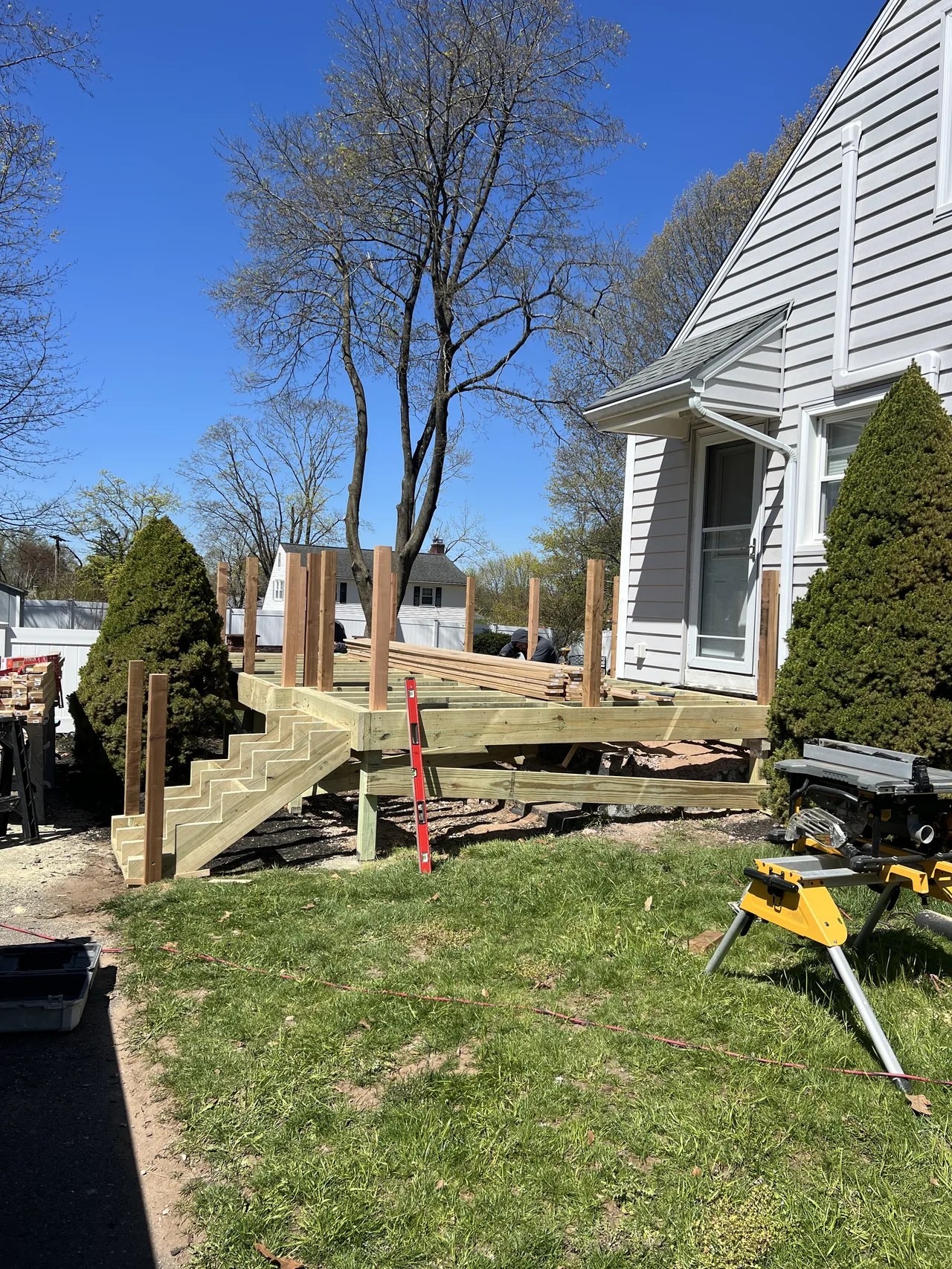 During: new deck framing and stair stringers